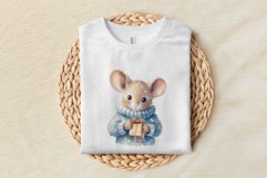 Christmas Sublimation Design PNG - Watercolor Mouse clipart Product Image 3