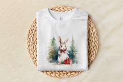 Christmas Sublimation Design PNG - Watercolor Bunny clipart Product Image 3