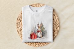 Christmas Sublimation Design PNG - Watercolor Bunny clipart Product Image 3