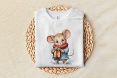 Christmas Sublimation Design PNG - Watercolor Mouse clipart Product Image 3