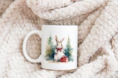 Christmas Sublimation Design PNG - Watercolor Bunny clipart Product Image 4