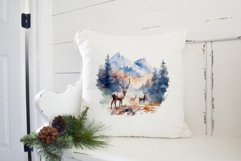 Christmas Sublimation Design PNG - Watercolor Deer clipart Product Image 3