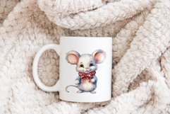 Christmas Sublimation Design PNG - Watercolor Mouse clipart Product Image 4