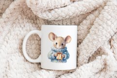Christmas Sublimation Design PNG - Watercolor Mouse clipart Product Image 4