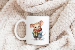 Christmas Sublimation Design PNG - Watercolor Mouse clipart Product Image 4