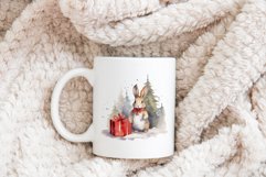 Christmas Sublimation Design PNG - Watercolor Bunny clipart Product Image 4