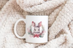 Christmas Sublimation Design PNG - Watercolor Bunny clipart Product Image 4