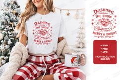 Dashing Through The Snow Merry &amp; Bright T-Shirt Design Product Image 1