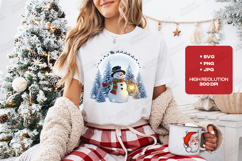 Snowman Lantern Christmas Tshirt Design Winter Holiday Art Product Image 1