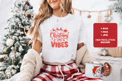 Christmas Vibes T-shirt, Holiday Typography with Reindeer Product Image 1