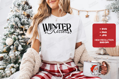 Winter Kisses SVG - Christmas Snowflake Typography Cut File Product Image 2
