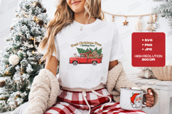 Fresh Christmas Trees Red Truck Holiday T Shirt Design Product Image 1