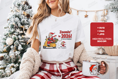 Zoomin To 2026 Santa Scooter Tshirt Design New Year Art Product Image 1