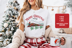 Vintage Merry Christmas Train Ho Ho Ho T Shirt Design Product Image 1
