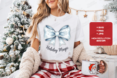 Holiday Magic Snow Bow Christmas T Shirt Design Graphic Product Image 1