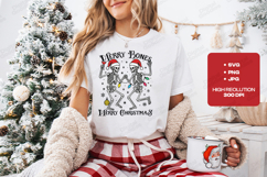 Merry Bones Merry Christmas Dancing Skeletons Holiday Design Product Image 2