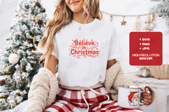 Believe in Christmas T-shirt, Festive Holiday Typography Product Image 1