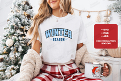 Winter Season Varsity PNG, Collegiate Blue Ice Font SVG Product Image 2