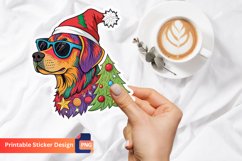 Christmas Psychedelic Dog With Sunglasses Sticker Product Image 1