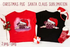 Christmas pug in winter hat sublimation - dog clipart Product Image 1
