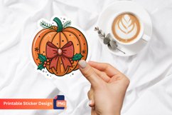 Christmas Pumpkin Bow Sticker, Christmas Fall Bow Sticker Product Image 1