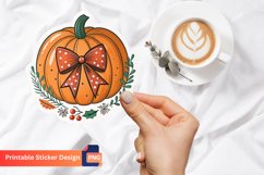 Christmas Pumpkin Bow Sticker, Christmas Fall Bow Sticker Product Image 1