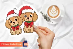 Christmas Puppies Sticker, Merry Christmas puppy Sticker Product Image 1