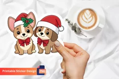 Christmas Puppies Sticker, Merry Christmas puppy Sticker Product Image 1