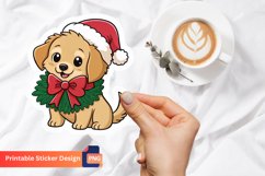 Christmas Puppy Sticker, Festive Puppy Sticker, Puppy Art Product Image 1