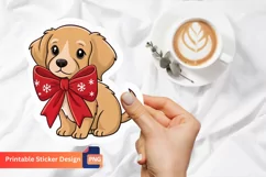 Christmas Puppy Sticker, Festive Puppy Sticker, Puppy Art Product Image 1
