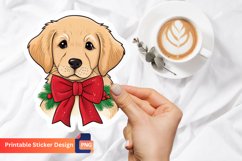 Christmas Puppy Sticker, Festive Puppy Sticker, Puppy Art Product Image 1
