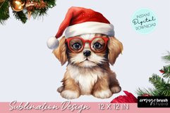 Christmas Puppy Sublimation Design, Cute Dog Clipart