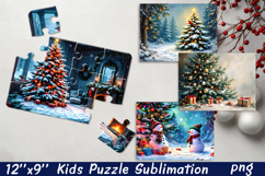 Christmas Puzzle PNG Kids Puzzle Sublimation Santa Puzzle Product Image 1