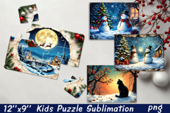 Christmas Puzzle PNG Kids Puzzle Sublimation Santa Puzzle Product Image 1