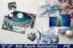 Christmas Puzzle PNG Kids Puzzle Sublimation Santa Puzzle Product Image 1