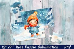 Cartoon girl winter| Sublimation Design for Puzzle Product Image 1