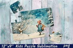 Cartoon girl winter| Sublimation Design for Puzzle Product Image 1