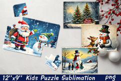 Christmas Puzzle PNG Kids Puzzle Sublimation Santa Puzzle Product Image 1