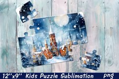 Cartoon girl winter| Sublimation Design for Puzzle Product Image 1
