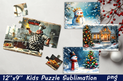 Christmas Puzzle PNG Kids Puzzle Sublimation Santa Puzzle Product Image 1