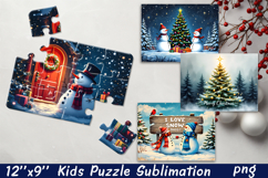 Christmas Puzzle PNG Kids Puzzle Sublimation Santa Puzzle Product Image 1