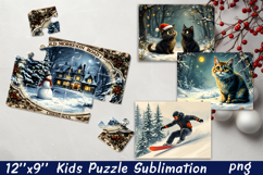 Christmas Puzzle PNG Kids Puzzle Sublimation Santa Puzzle Product Image 1