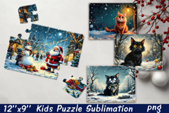 Christmas Puzzle PNG Kids Puzzle Sublimation Santa Puzzle Product Image 1