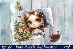 Cartoon girl winter| Sublimation Design for Puzzle Product Image 1