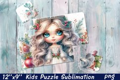 Cartoon girl winter| Sublimation Design for Puzzle Product Image 1