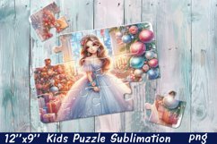 Cartoon girl winter| Sublimation Design for Puzzle Product Image 1