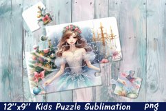 Cartoon girl winter| Sublimation Design for Puzzle Product Image 1