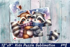 Highland raccon | Christmas Kids Puzzles Sublimation Product Image 1