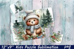 Highland bear | Christmas Kids Puzzles Sublimation Product Image 1