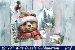 Highland bear | Christmas Kids Puzzles Sublimation Product Image 1